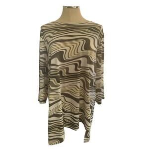 XL (16/18) Chico's Travelers Collection Women's Earth Tones Round Neck Tunic Top